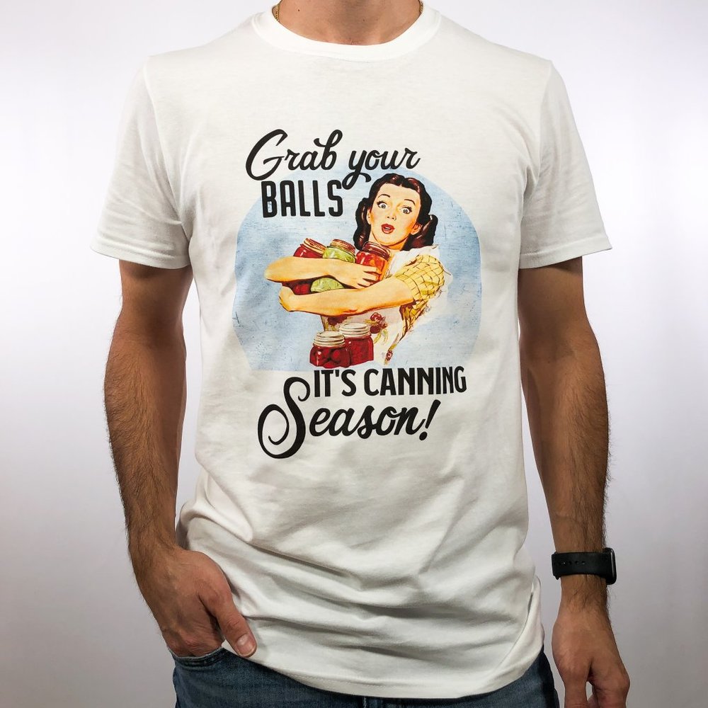 Grab Your Balls White Graphic Tee T-Shirt S M L XL - Picture 1 of 8